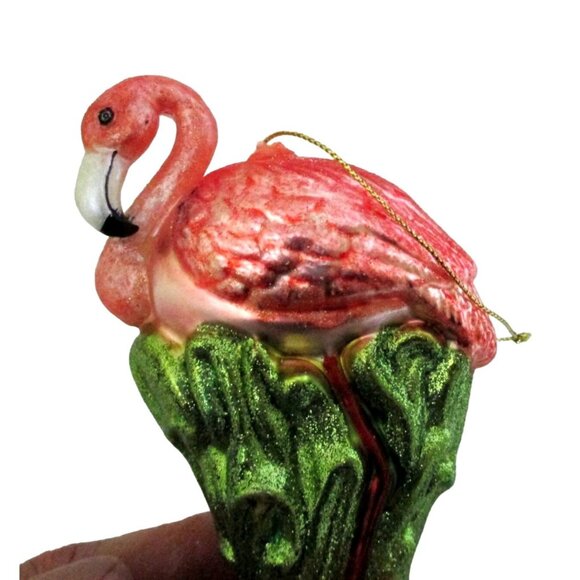 Flamingo Bird Glass Christmas Ornament Decoration - Picture 6 of 6